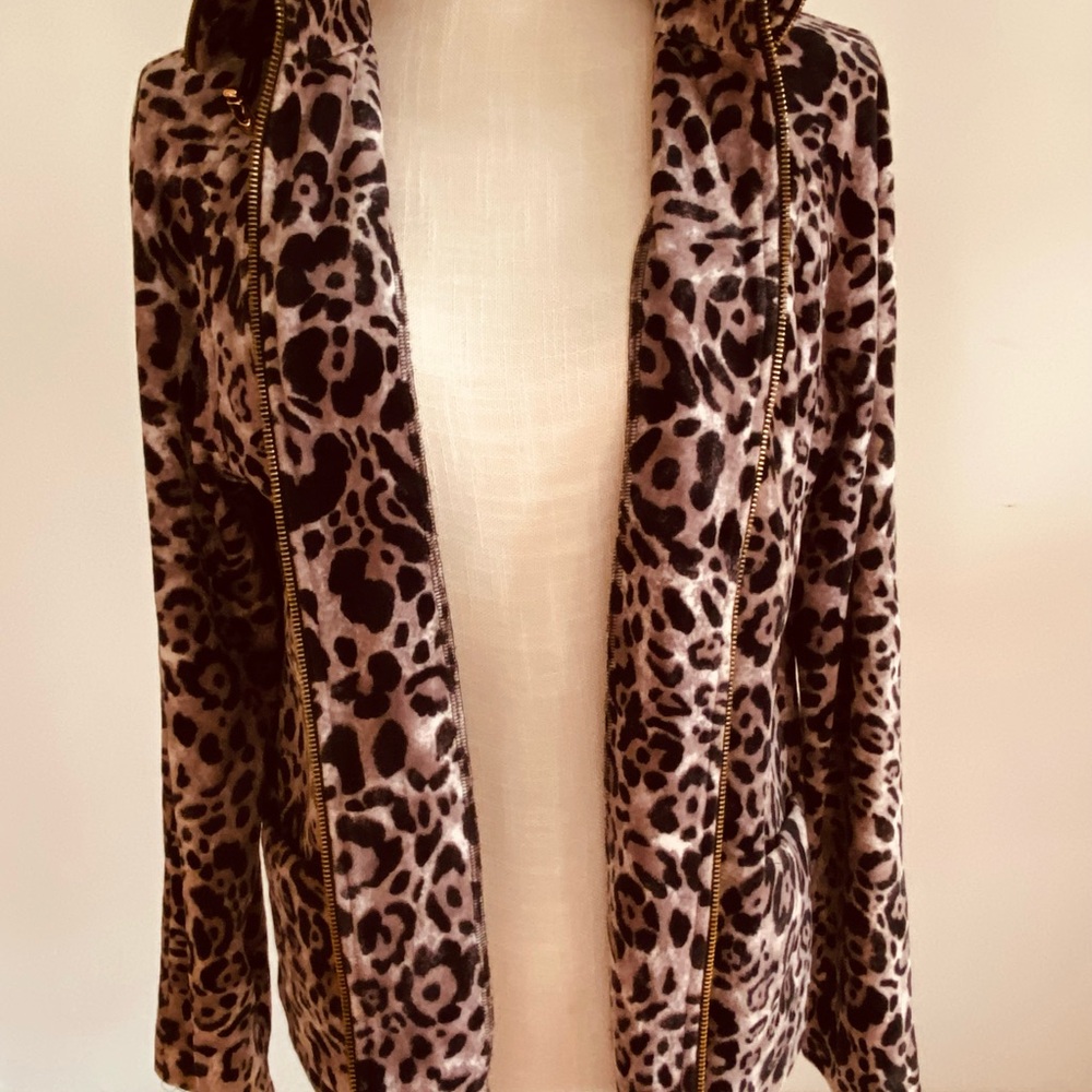 Jones NY Sport Women's Animal Print (Leopard) 100% Cotton Zip Jacket Size Medium - Picture 14 of 16